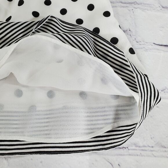 🔺️NWT Loft White & Black Polka Dot & Striped Sleeveless Top Size 2 - Picture 5 of 8